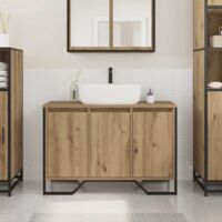 Armario bajo lavabo Roble artesanal 91x35x60 cm Madera elaborada vidaXL