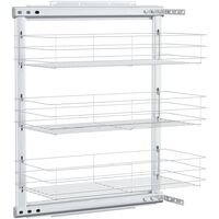 Cesta de cocina extraíble 3 niveles plateada 47x25x56 cm vidaXL