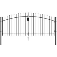 Cancela de valla doble puerta con puntas acero negro 3x1,25 m vidaXL