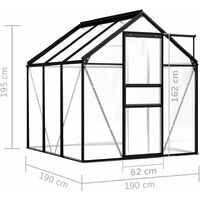vidaXL Invernadero de aluminio gris antracita 3,61 m² - Antracita