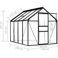vidaXL Invernadero de aluminio gris antracita 4,75 m² - Antracita