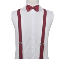 Accesorios para traje de hombre, tirantes y pajarita color burdeos - Rojo