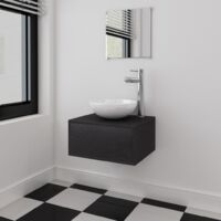 Conjunto de Muebles de Baño con Lavabo y Grifo 4 Piezas Negro vidaXL - Negro