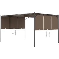 Cenador de jardín con cortina lateral gris taupe 4x3x2,25 m vidaXL