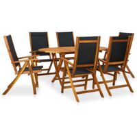 Set de comedor de jardín 7 piezas madera maciza de acacia vidaXL
