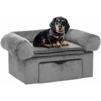 Sofá para perros con cajón felpa gris 75x50x38 cm vidaXL
