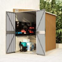 Cobertizo jardín pared acero galvanizado marrón 118x194x178 cm vidaXL