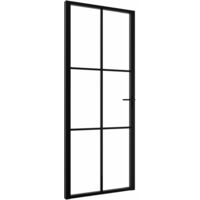 Puerta interior vidrio ESG y aluminio negro 83x201,5 cm vidaXL