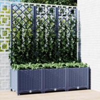 Jardinera con enrejado PP azul gris 120x40x136 cm vidaXL
