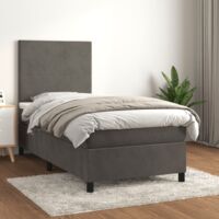 Cama box spring con colchón terciopelo gris oscuro 90x190 cm vidaXL