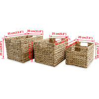 vidaXL Juego de cestas de almacenaje de jacinto de agua 3 unidades