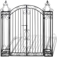 vidaXL Puerta de jardín decorativa de hierro forjado 122x20,5x134 cm - Negro