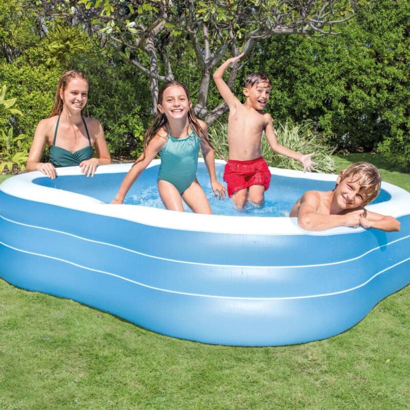 PISCINA GONFIABILE ROTONDA FUORI TERRA 3 ANELLI IN VINILE 196 X 53 CM