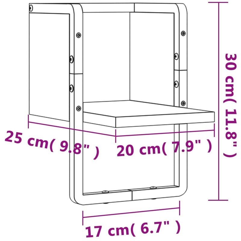 vidaXL Mensola a Parete con Asta Rovere Fumo 65x25x30 cm