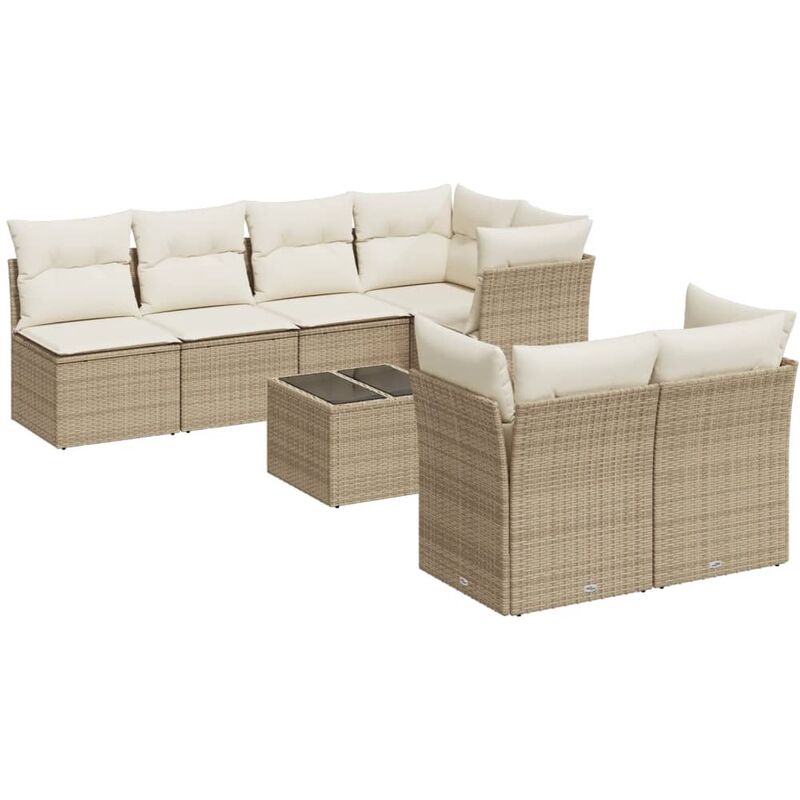 Homgoday Set Divani da Giardino 8 pz con Cuscini in Polyrattan