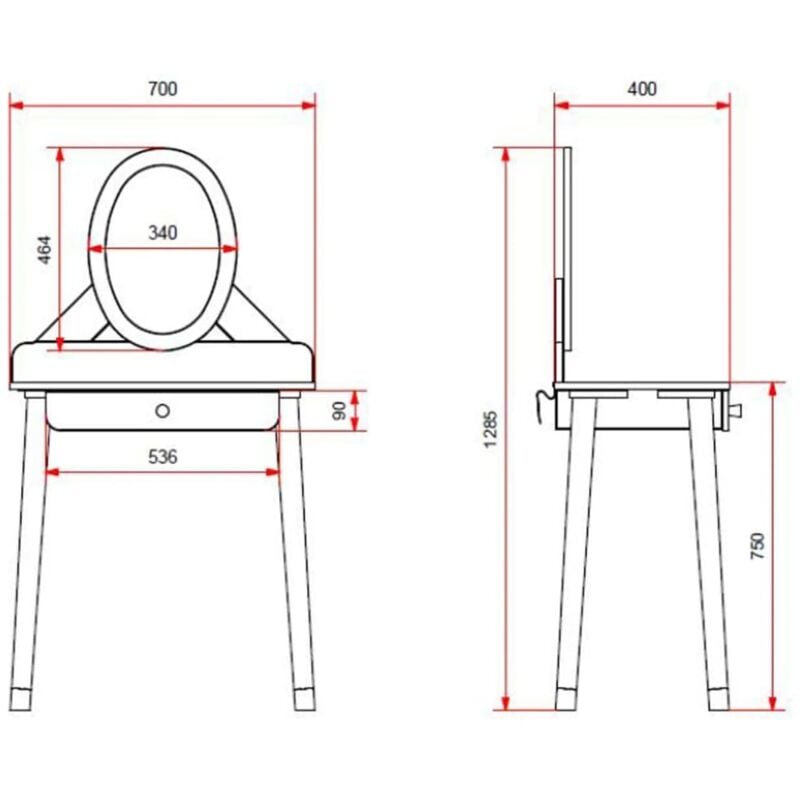 Vipack Toeletta per Bambini Amori con Specchio Bianca in Legno