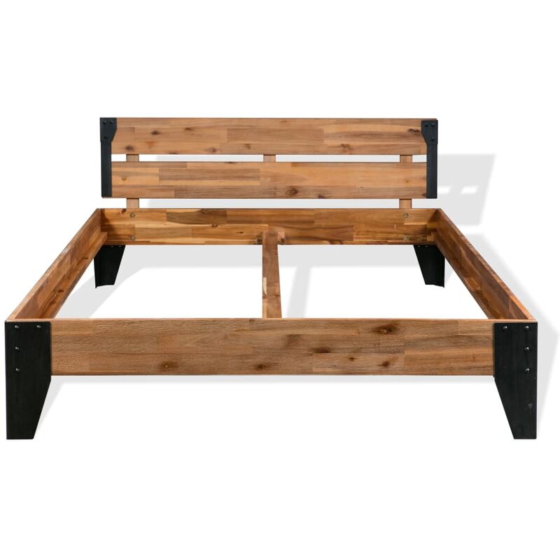 vidaXL Struttura Letto Legno Massello di Acacia e Acciaio 140x200 cm Giroletto 