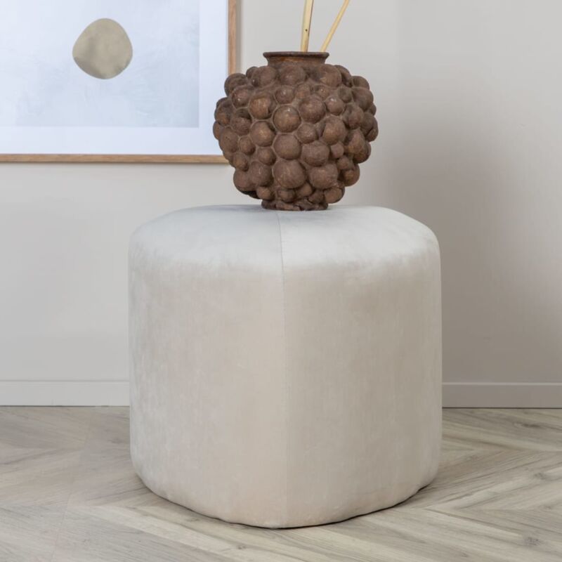 Pouf Peg 46x46x41 cm Velluto Bianco Venture Home