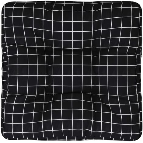 Cuscino per Pallet Motivo a Quadri Nero 60x60x12 cm in Tessuto vidaXL