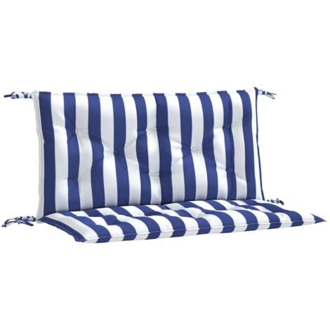 vidaXL Cuscini Panca Giardino 2pz Righe Bianche Blu 100x50x7cm Tessuto