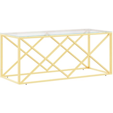 Tavolino da Salotto 110x45x45 cm in Acciaio Inox e Vetro vidaXL