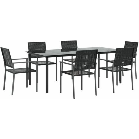 Tavolo da pranzo da esterno -  Set da Pranzo da Giardino 7 pz in Polyrattan e Acciaio (1/5)