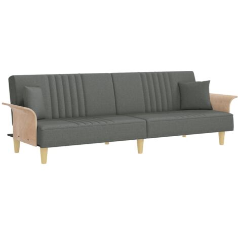 vidaXL Divano Letto con Braccioli Grigio Scuro in Tessuto (1/5)
