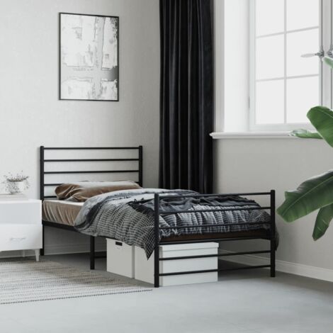 vidaXL Giroletto con Testiera e Pediera Metallo Nero 90x190 cm (1/5)