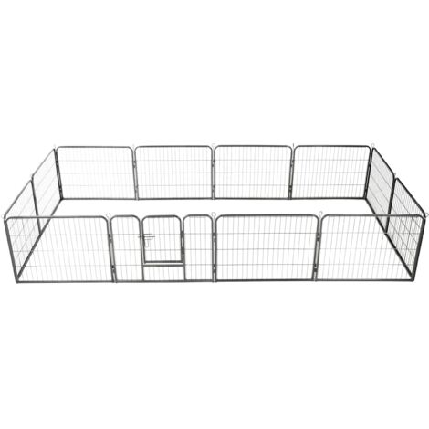 vidaXL Box per Cani con 12 Pannelli in Acciaio 80x60 cm Nero