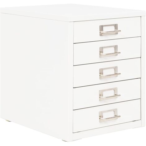 Schedario in Metallo con 5 Cassetti 28x35x35 cm Bianco vidaXL