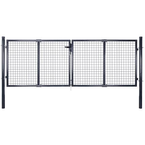 vidaXL Cancello da giardino in rete di acciaio zincato 306x100 cm grigio
