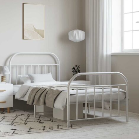 vidaXL Giroletto con Testiera e Pediera Metallo Bianco 100x190 cm (1/5)