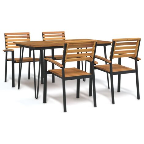 Set Pranzo da Giardino 5 pz Legno Massello di Acacia e Metallo vidaXL (1/5)