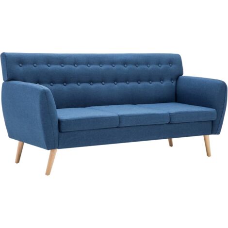 Divano a 3 Posti Rivestito in Tessuto 172x70x82 cm Blu vidaXL (1/5)