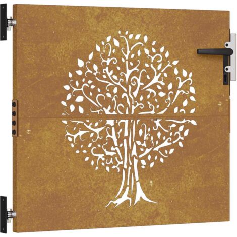 vidaXL Cancello da giardino 85x75 cm in acciaio Corten con design ad albero (1/5)