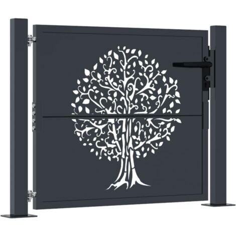 vidaXL Cancello da giardino antracite 105x105 cm in acciaio con design ad albero