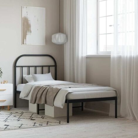vidaXL Giroletto con Testiera in Metallo Nero 80x200 cm (1/5)