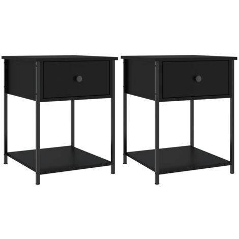 vidaXL Comodini 2 pz Neri 44x45x58 cm in Legno Multistrato (1/5)