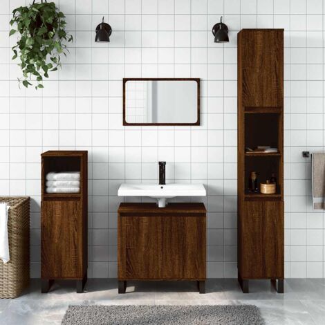 vidaXL Armadietto Bagno Rovere Marrone 58x33x60cm in Legno Multistrato (1/5)