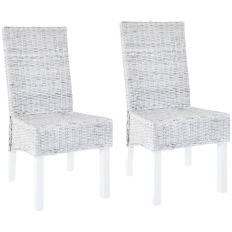 Sedie da Pranzo 2 pz Marrone Chiaro in Rattan Kubu e Mogano vidaXL