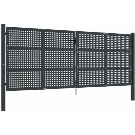 Cancello Giardino Antracite 400x125 cm in Acciaio vidaXL