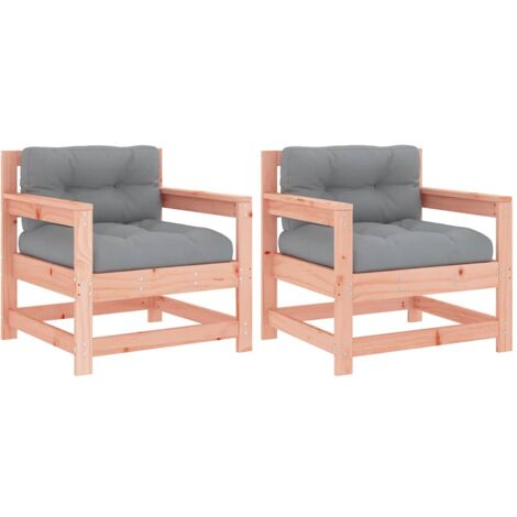 vidaXL Sedie da Giardino con Cuscini 2 pz in Legno Massello di Douglas