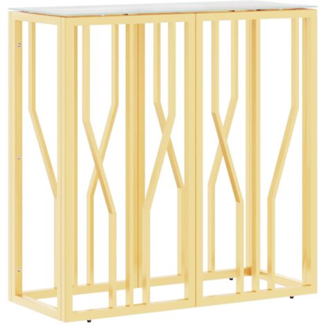 vidaXL Tavolino Consolle Oro 70x30x70 cm in Acciaio Inox e Vetro