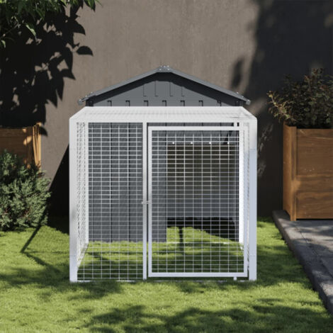 vidaXL Gabbia per polli con recinto antracite 117x201x123 cm in acciaio zincato