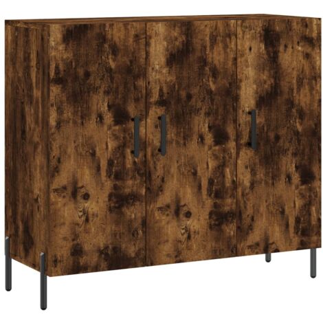 Credenza VidaXL In Legno Multistrato Rovere Fumé - 104x35x70 Cm - Con 2 Cassetti E 2 Ante - Stile Minimalista