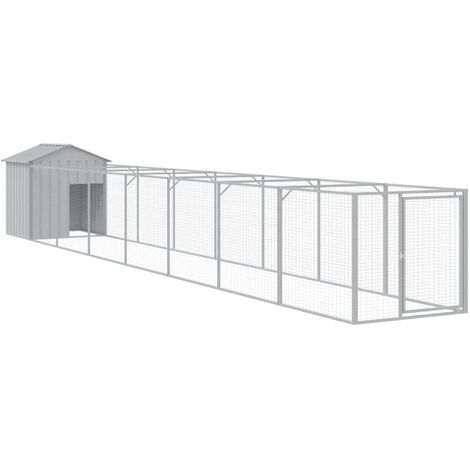 Casetta Cani Tetto Grigio Chiaro 117x813x123 cm Acciaio Zincato vidaXL