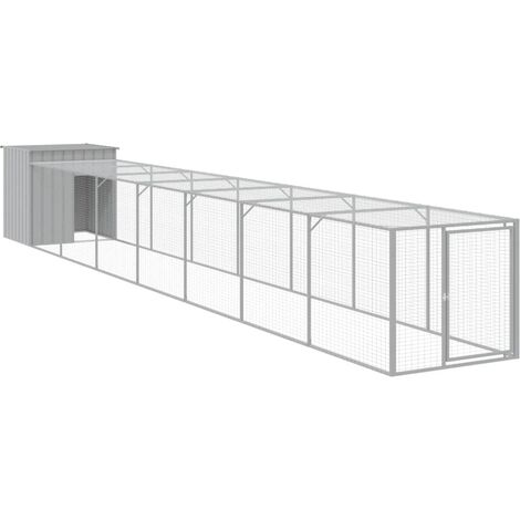 vidaXL Pollaio Area Corsa Grigio Chiaro 110x813x110 cm Acciaio Zincato