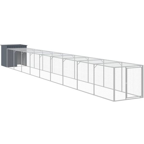 vidaXL Pollaio con Area Corsa Antracite 110x1017x110cm Acciaio Zincato
