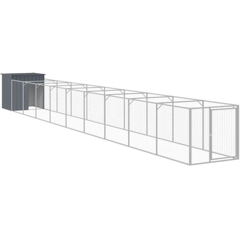 Casetta Cani con Corsa Antracite 110x1017x110cm Acciaio Zincato vidaXL