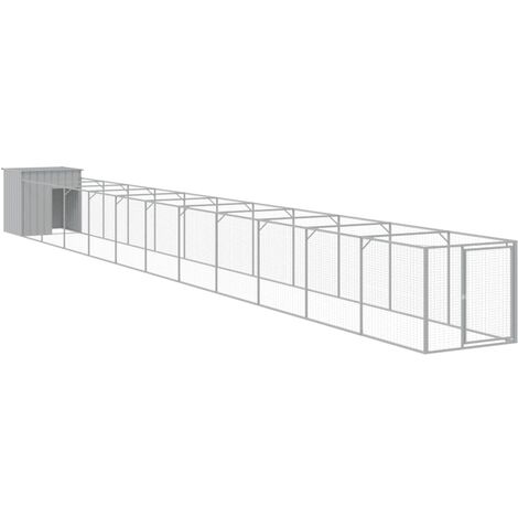 Casetta Cani Corsa Grigio Chiaro 110x1221x110cm Acciaio Zincato vidaXL